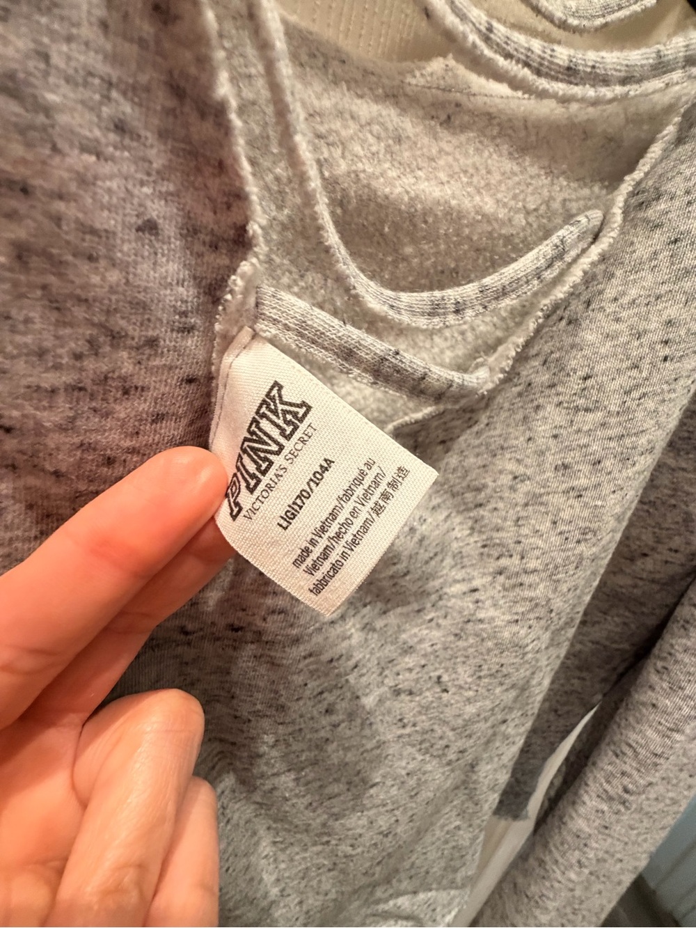 PINK VICTORIAS SECRET Gray 'pink' Logo Slouchy sweatshirt LARGE - Picture 3 of 3